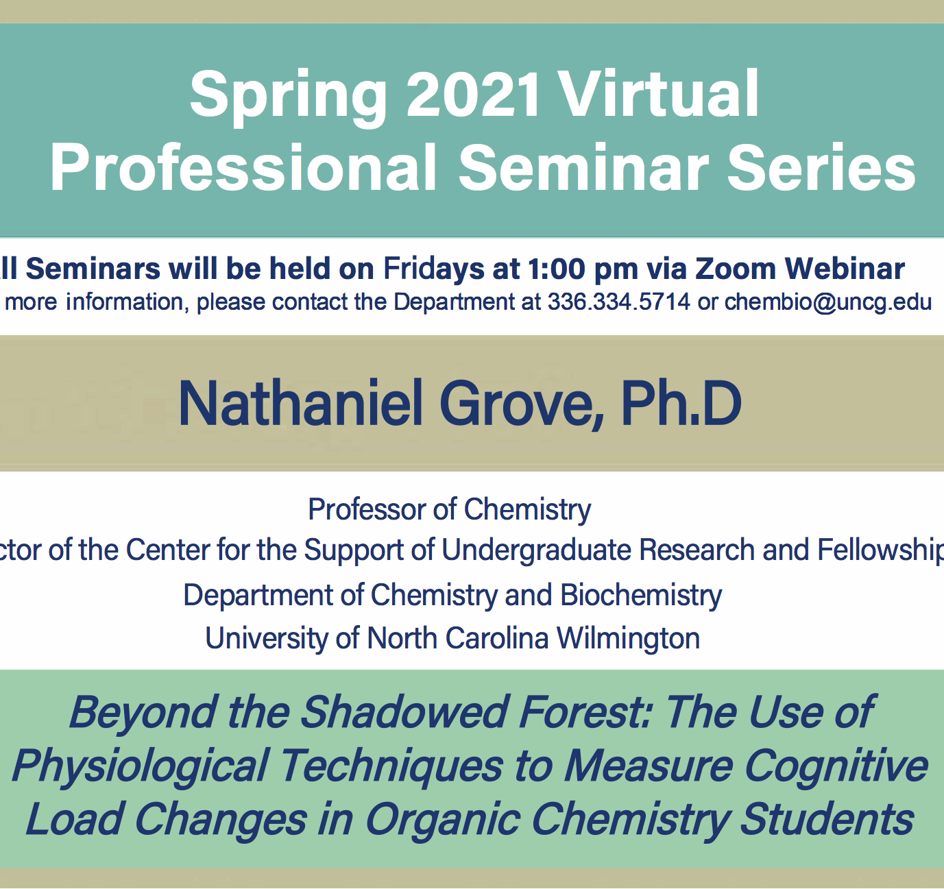 Featured Image for Dr. Nathan Grove gave a wonderful seminar at UNCG about measuring cognitive load!