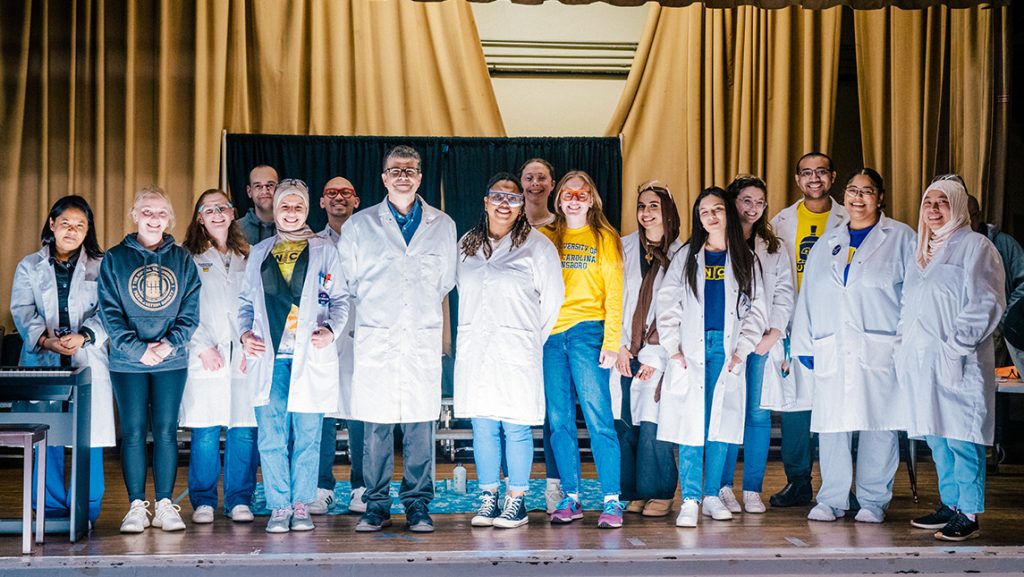 Dr. Oberlies and his group at Lindley Elementary